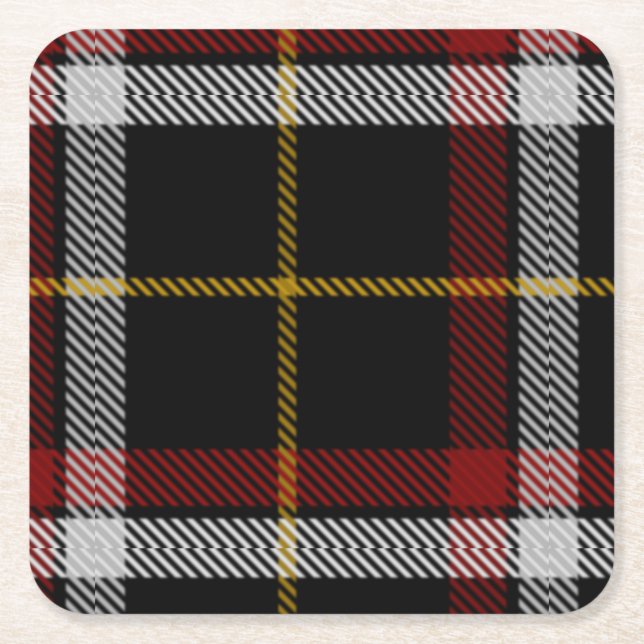 Clan Black Tartan Square Paper Coaster (Front)