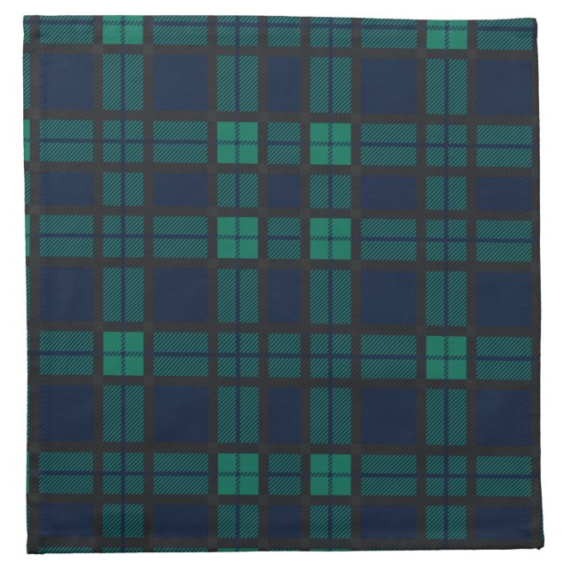 Clan Black Watch Plaid Blue Green Check Tartan Cloth Napkin (Front)