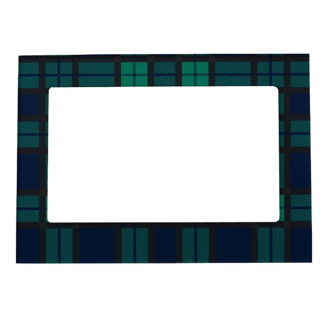 Clan Black Watch Plaid Blue Green Check Tartan Magnetic Frame (Front)