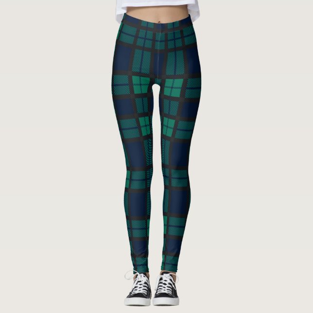 Clan Black Watch Tartan Plaid Leggings (Front)