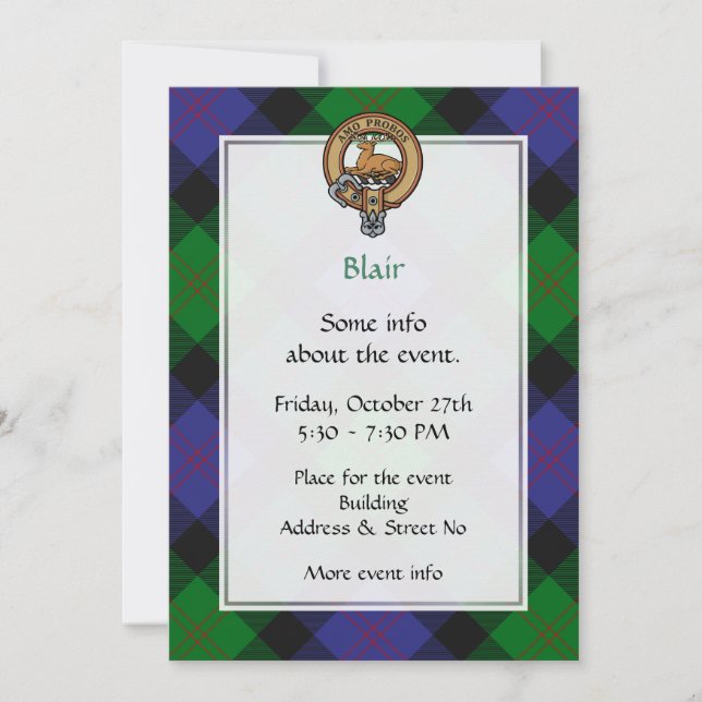 Clan Blair Crest Invitation (Front)