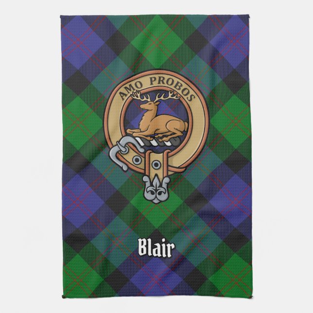 Clan Blair Crest Kitchen Towel (Vertical)