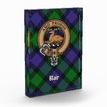 Clan Blair Crest over Tartan Acrylic Award