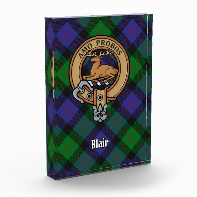 Clan Blair Crest over Tartan Acrylic Award (Left)
