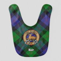 Clan Blair Crest over Tartan Baby Bib