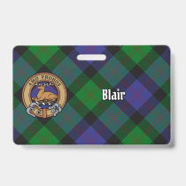 Clan Blair Crest over Tartan Badge