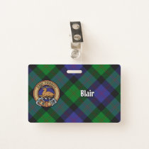 Clan Blair Crest over Tartan Badge