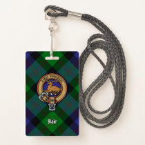 Clan Blair Crest over Tartan Badge