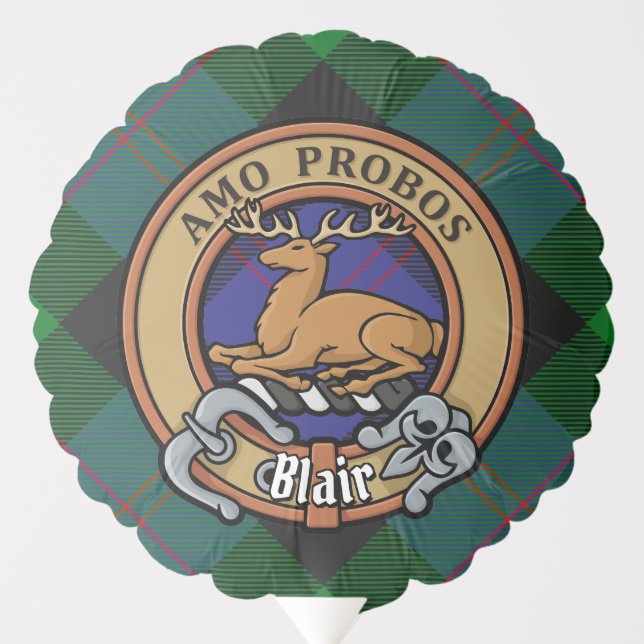 Clan Blair Crest over Tartan Balloon (Front)