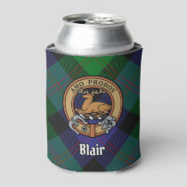 Clan Blair Crest over Tartan Can Cooler