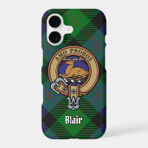 Clan Blair Crest over Tartan iPhone 17 Case