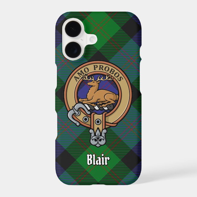 Clan Blair Crest over Tartan Case-Mate iPhone Case (Back)