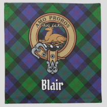 Clan Blair Crest over Tartan Cloth Napkin