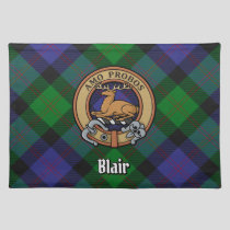 Clan Blair Crest over Tartan Cloth Placemat