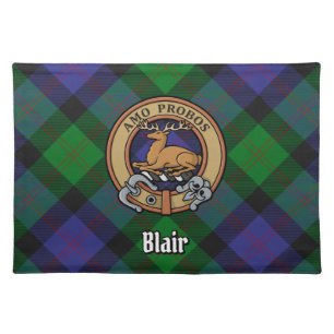 Clan Blair Crest over Tartan Cloth Placemat