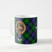 Clan Blair Crest over Tartan Coffee Mug (Front Left)