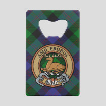 Clan Blair Crest over Tartan Credit Card Bottle Opener