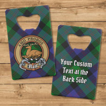 Clan Blair Crest over Tartan Credit Card Bottle Opener