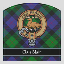 Clan Blair Crest over Tartan Door Sign