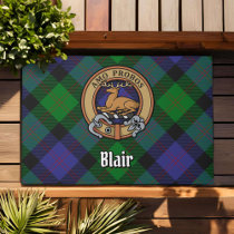 Clan Blair Crest over Tartan Doormat