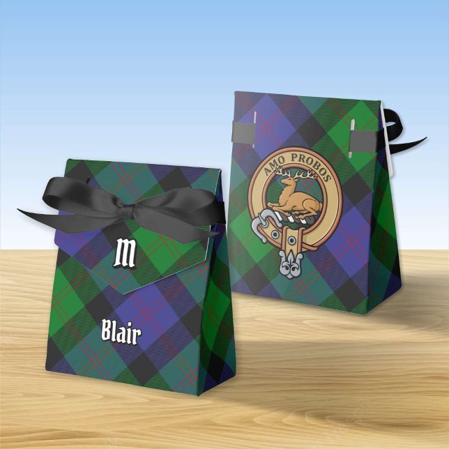 Clan Blair Crest over Tartan Favor Box (Creator Uploaded)