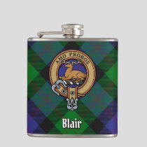 Clan Blair Crest over Tartan Flask