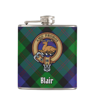 Clan Blair Crest over Tartan Flask