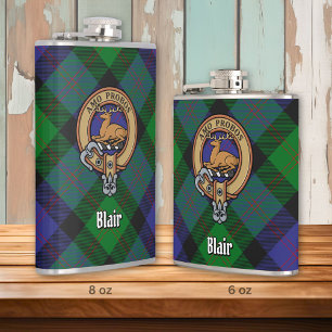 Clan Blair Crest over Tartan Flask