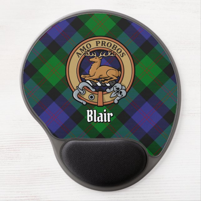 Clan Blair Crest over Tartan Gel Mouse Pad (Front)