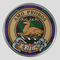 Clan Blair Crest over Tartan Golf Ball Marker