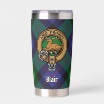 Clan Blair Crest over Tartan Insulated Tumbler
