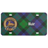 Clan Blair Crest over Tartan License Plate (Front)