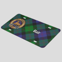 Clan Blair Crest over Tartan License Plate