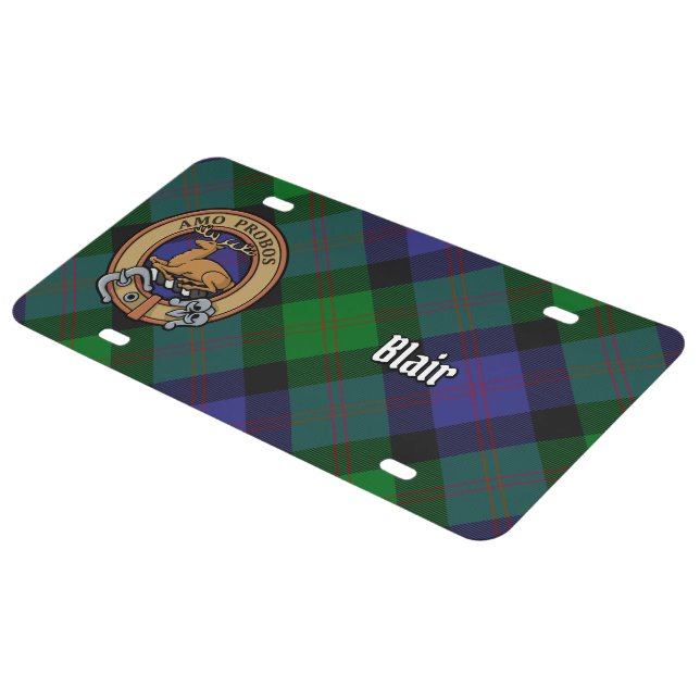 Clan Blair Crest over Tartan License Plate (Side)