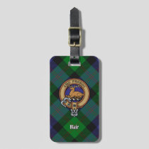 Clan Blair Crest over Tartan Luggage Tag