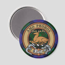 Clan Blair Crest over Tartan Magnet