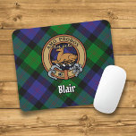 Clan Blair Crest over Tartan Mouse Pad