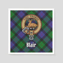 Clan Blair Crest over Tartan Napkins