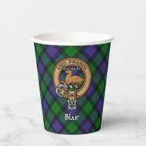 Clan Blair Crest over Tartan Paper Cups