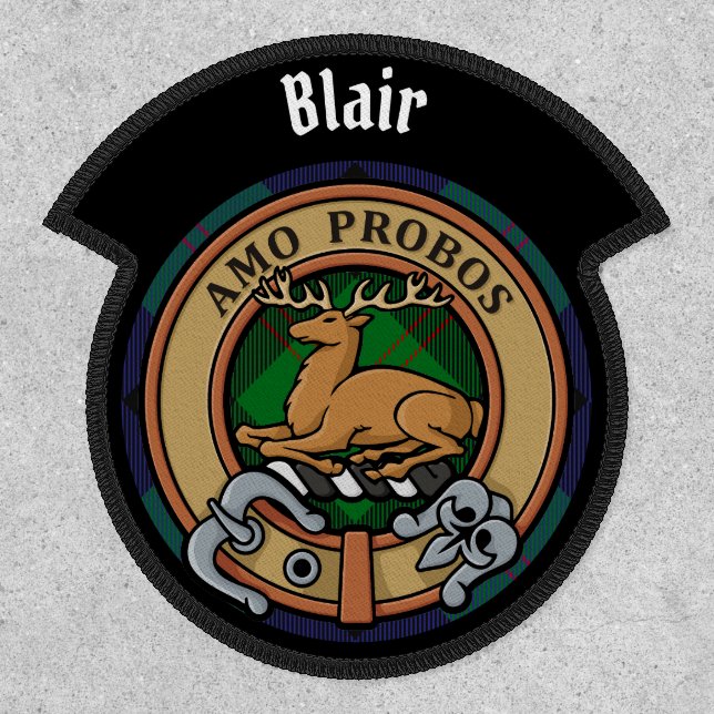 Clan Blair Crest over Tartan Patch (Front)