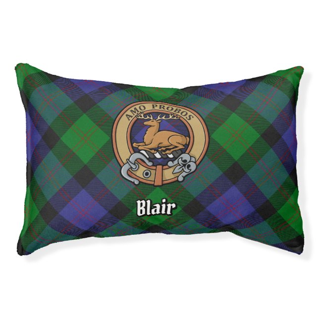Clan Blair Crest over Tartan Pet Bed (Front)