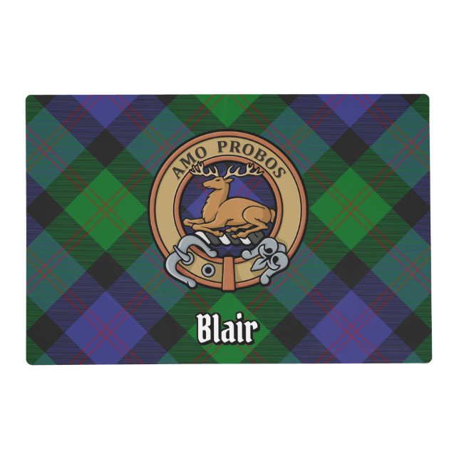 Clan Blair Crest over Tartan Placemat (Front)