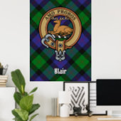 Clan Blair Crest over Tartan Poster (Home Office)