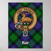 Clan Blair Crest over Tartan Poster