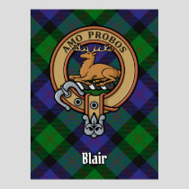 Clan Blair Crest over Tartan Poster