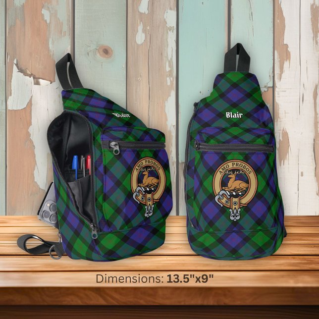 Clan Blair Crest over Tartan Sling Bag (Creator Uploaded)