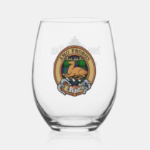 Clan Blair Crest over Tartan Stemless Wine Glass