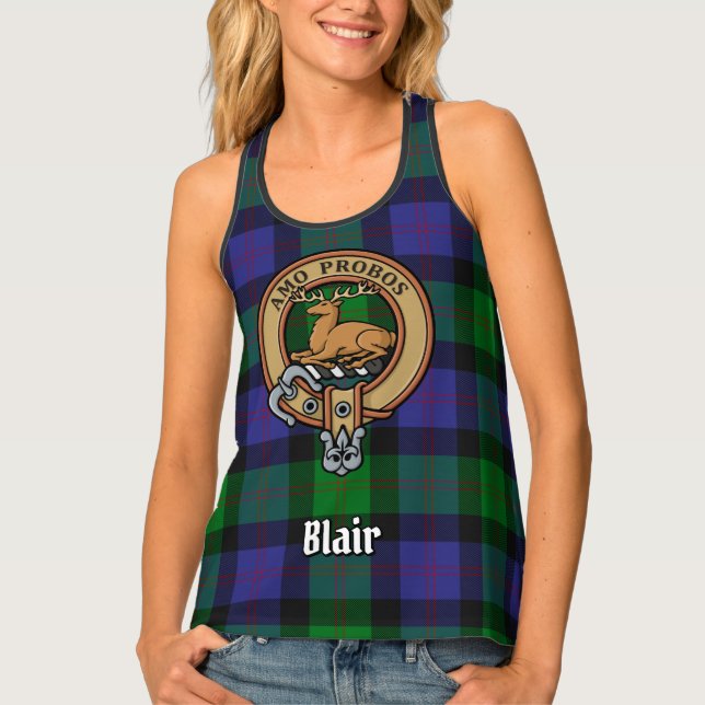 Clan Blair Crest over Tartan Tank Top (Front)