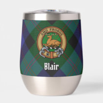 Clan Blair Crest over Tartan Thermal Wine Tumbler