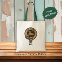 Clan Blair Crest over Tartan Tote Bag